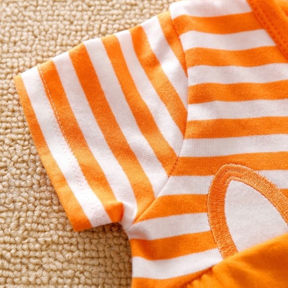 PatPat 100% Cotton Fox Stripe Print Short-sleeve Orange Baby Romper.Color:Orange - Picture 4 of 11